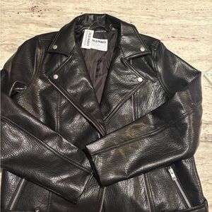 Old Navy Women's Faux Leather Riders Black Jacket